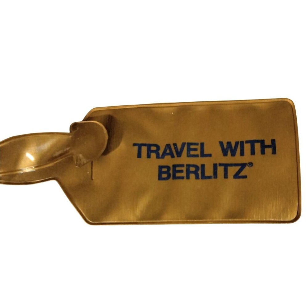 Berlitz Gold Plastic Luggage Tag Vintage
